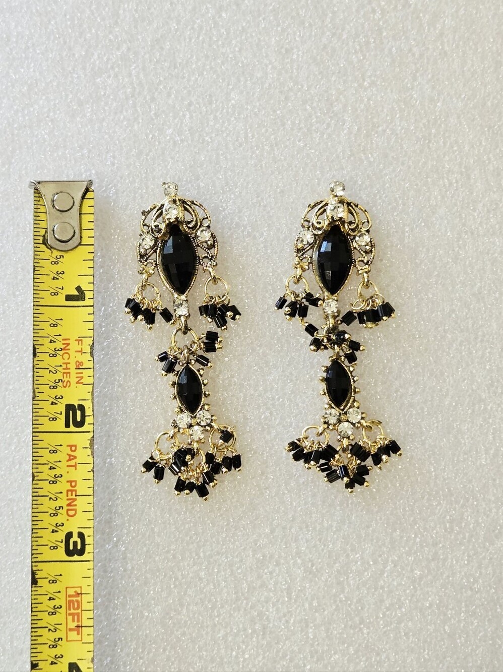 Vintage Black and Gold chandelier earrings - Women Jewelry - Picture 10 of 16